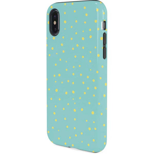 Teal and Yellow Polka Dots iPhone XS Pro Case