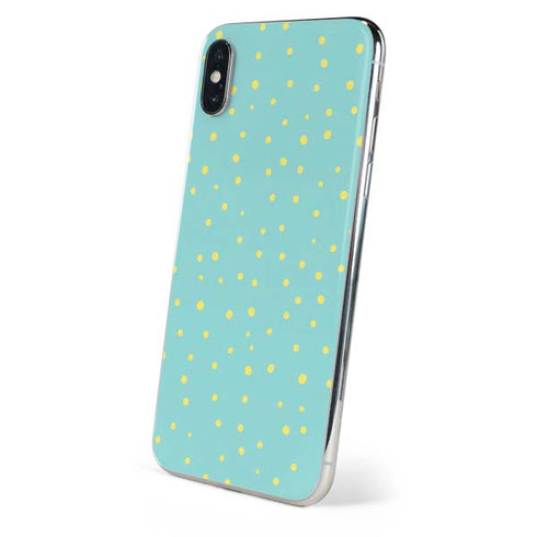 Teal and Yellow Polka Dots iPhone XS Skin