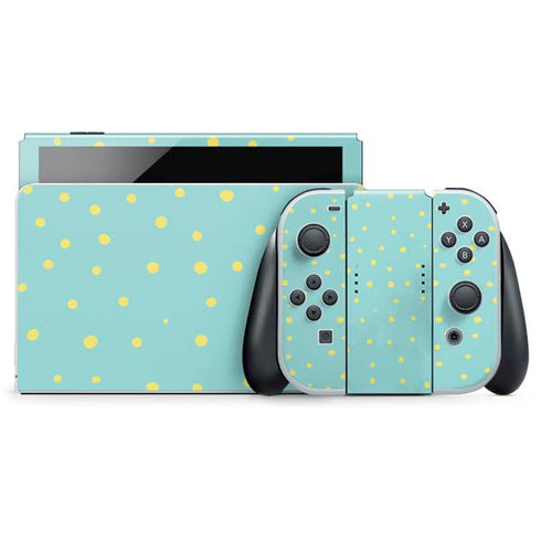 Teal and Yellow Polka Dots Nintendo Switch OLED (2021) Skin