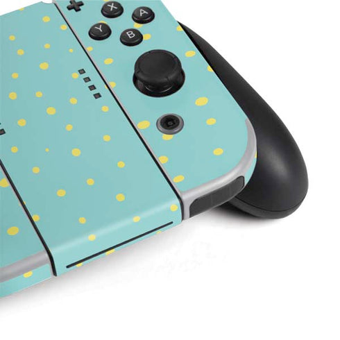 Teal and Yellow Polka Dots Nintendo Switch OLED (2021) Skin