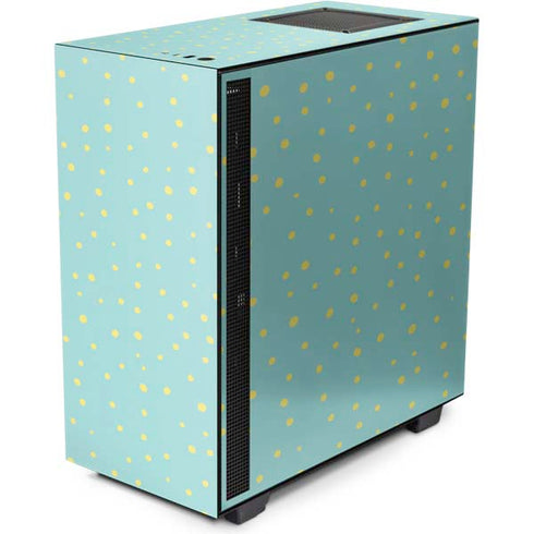 Teal and Yellow Polka Dots NZXT H510 Compact ATX Mid-Tower Case Skin