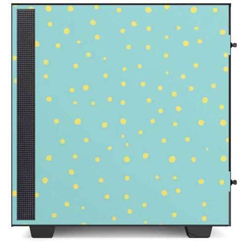 Teal and Yellow Polka Dots NZXT H510 Compact ATX Mid-Tower Case Skin