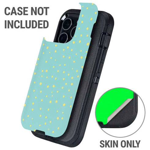 Teal and Yellow Polka Dots Otterbox Defender iPhone Skin