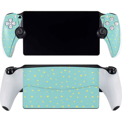 Teal and Yellow Polka Dots PlayStation Portal Remote Player Skin