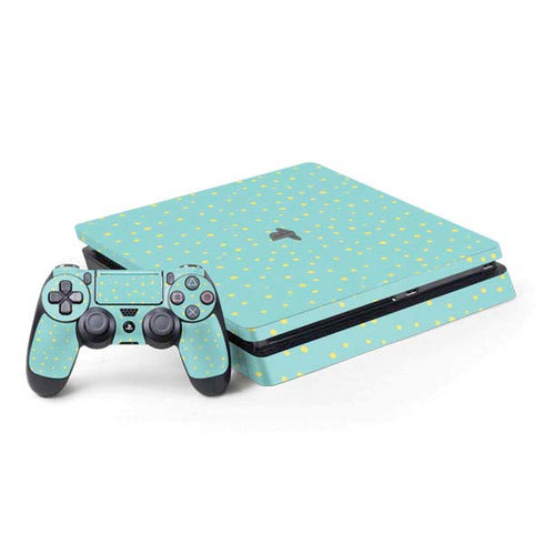 Teal and Yellow Polka Dots PS4 Slim Bundle Skin