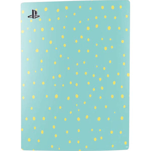 Teal and Yellow Polka Dots PS5 Console Skin
