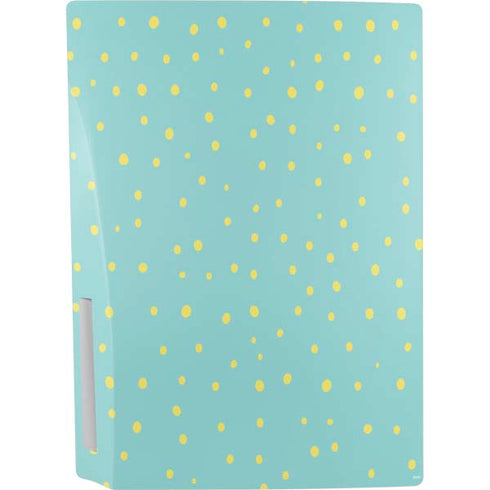 Teal and Yellow Polka Dots PS5 Console Skin