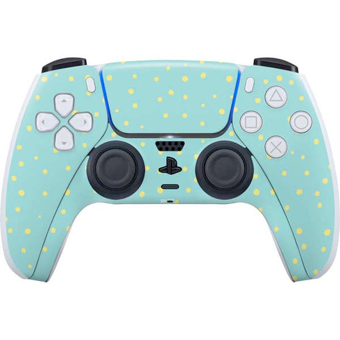 Teal and Yellow Polka Dots PS5 Controller Skin