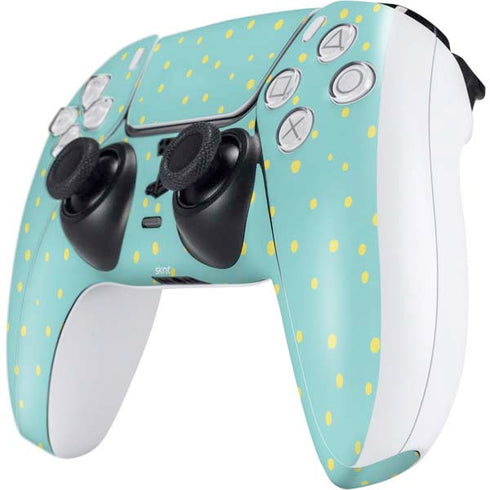 Teal and Yellow Polka Dots PS5 Controller Skin