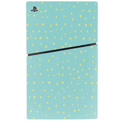 Teal and Yellow Polka Dots PS5 Slim Digital Edition Bundle Skin