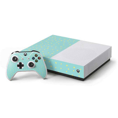 Teal and Yellow Polka Dots Xbox One S All-Digital Edition Bundle Skin