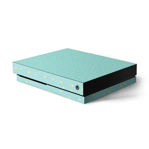 Teal and Yellow Polka Dots Xbox One X Console Skin