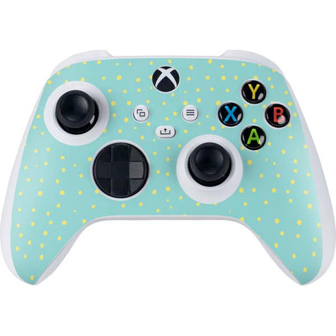 Teal and Yellow Polka Dots Xbox Series S Controller Skin