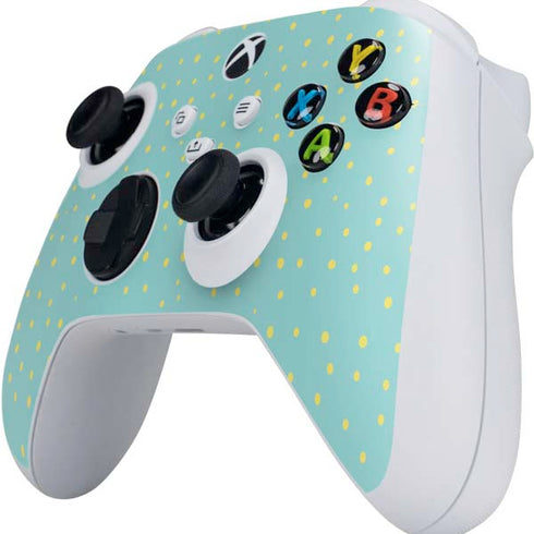 Teal and Yellow Polka Dots Xbox Series S Controller Skin