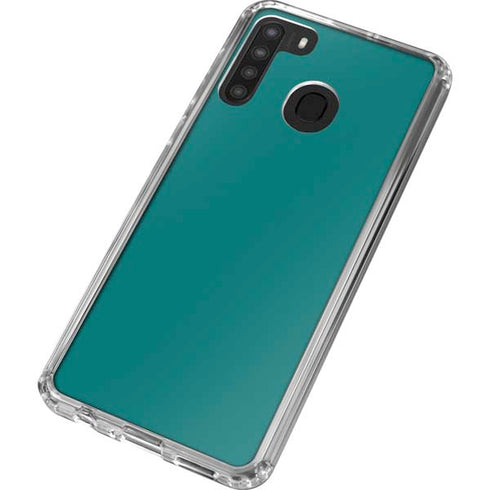Teal Blue Solid Galaxy A21 Clear Case