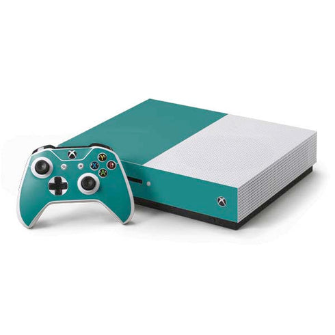 Teal Blue Solid Xbox One S Console and Controller Bundle Skin