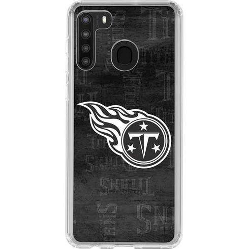 NFL Tennessee Titans Black & White Galaxy A21 Clear Case