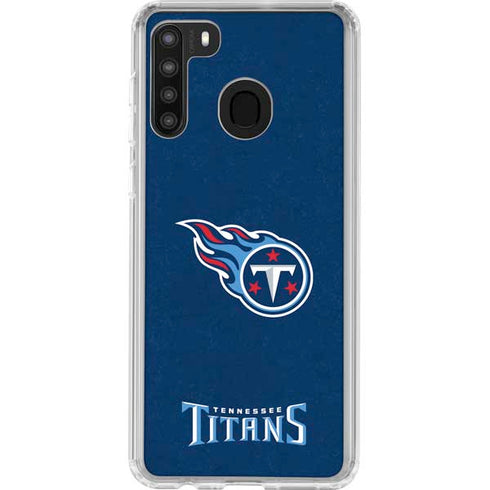 NFL Tennessee Titans Distressed Galaxy A21 Clear Case