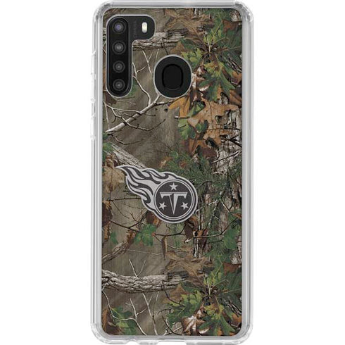 NFL Tennessee Titans Realtree Xtra Green Camo Galaxy A21 Clear Case