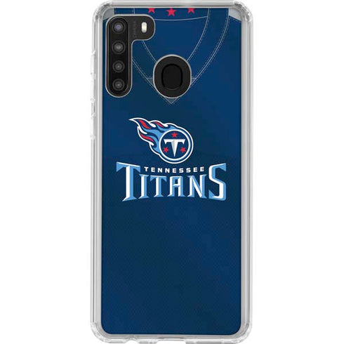 NFL Tennessee Titans Team Jersey Galaxy A21 Clear Case