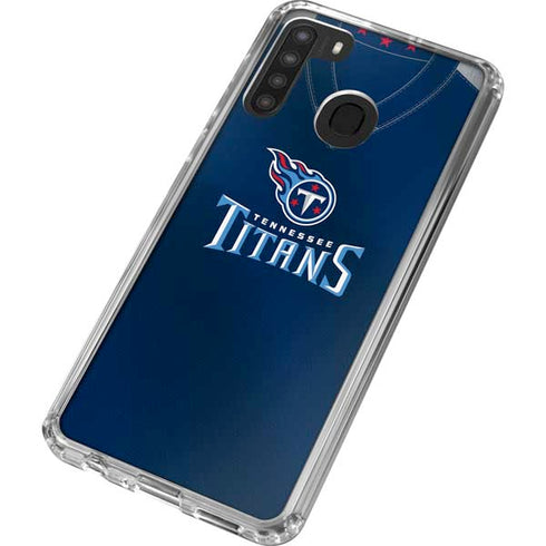 NFL Tennessee Titans Team Jersey Galaxy A21 Clear Case