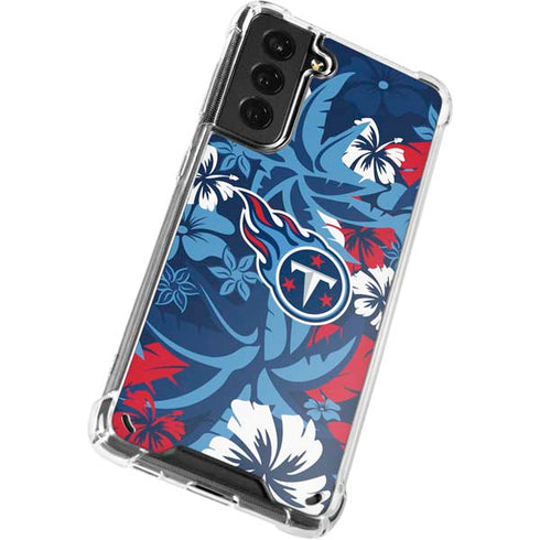 NFL Tennessee Titans Tropical Print Galaxy S21 5G Clear Case
