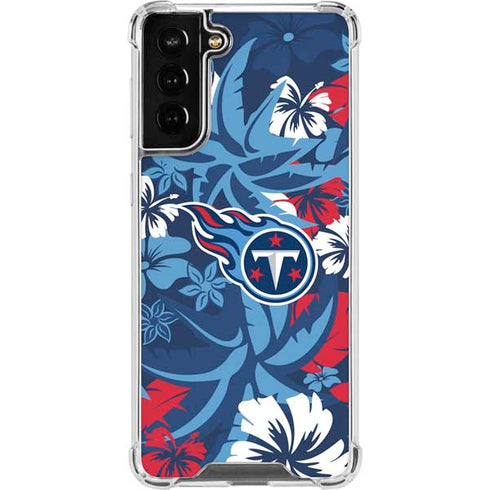 NFL Tennessee Titans Tropical Print Galaxy S21 FE Clear Case