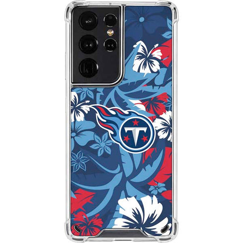 NFL Tennessee Titans Tropical Print Galaxy S21 Ultra 5G Clear Case