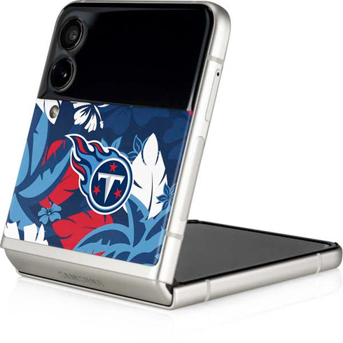 NFL Tennessee Titans Tropical Print Galaxy Z Flip3 5G Skin