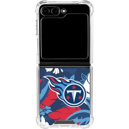 NFL Tennessee Titans Tropical Print Galaxy Z Flip5 5G Clear Case