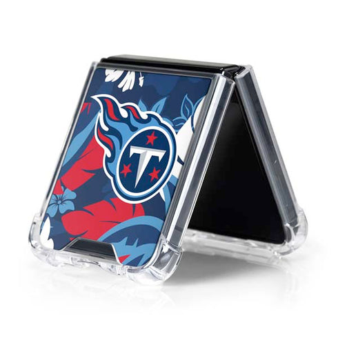 NFL Tennessee Titans Tropical Print Galaxy Z Flip5 5G Clear Case