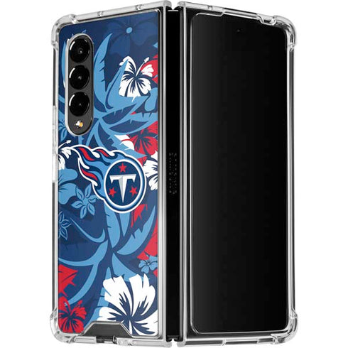 NFL Tennessee Titans Tropical Print Galaxy Z Fold4 5G Clear Case