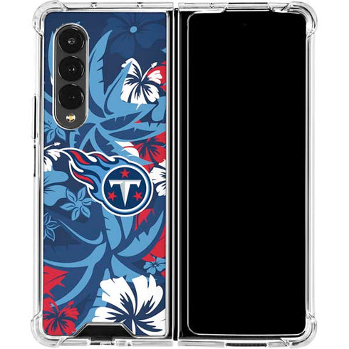 NFL Tennessee Titans Tropical Print Galaxy Z Fold4 5G Clear Case