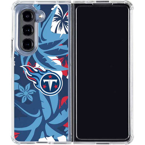 NFL Tennessee Titans Tropical Print Galaxy Z Fold5 5G Clear Case