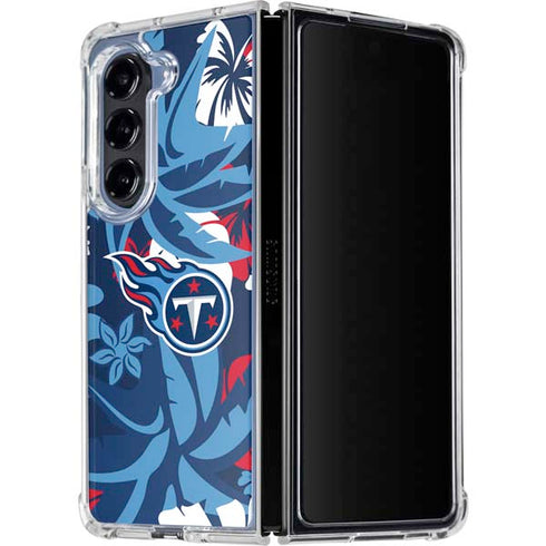 NFL Tennessee Titans Tropical Print Galaxy Z Fold5 5G Clear Case