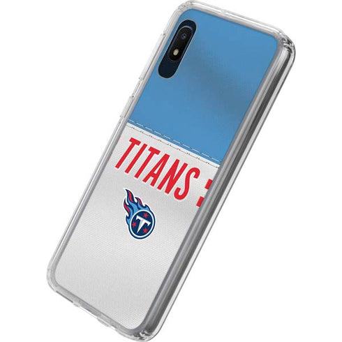 NFL Tennessee Titans White Striped Galaxy A10e Clear Case