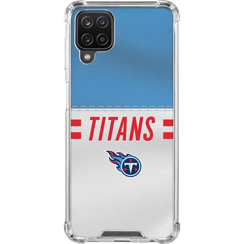 NFL Tennessee Titans White Striped Galaxy A12 Clear Case