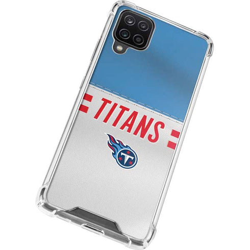 NFL Tennessee Titans White Striped Galaxy A12 Clear Case