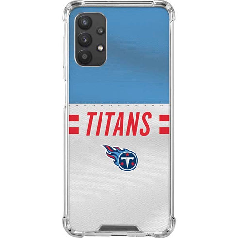 NFL Tennessee Titans White Striped Galaxy A32 5G Clear Case