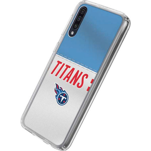 NFL Tennessee Titans White Striped Galaxy A50 Clear Case