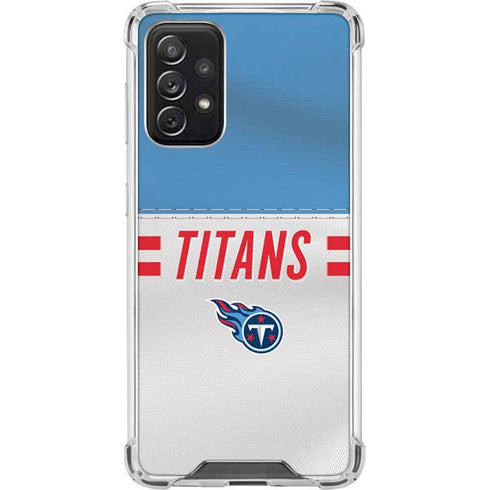 NFL Tennessee Titans White Striped Galaxy A72 5G Clear Case