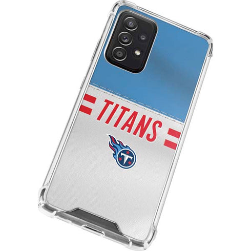 NFL Tennessee Titans White Striped Galaxy A72 5G Clear Case