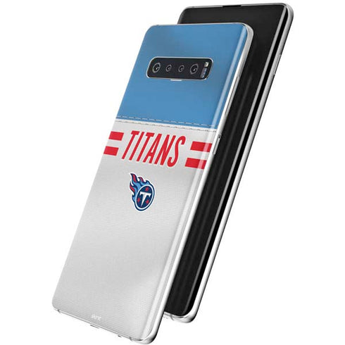NFL Tennessee Titans White Striped Galaxy S10 Plus Skin