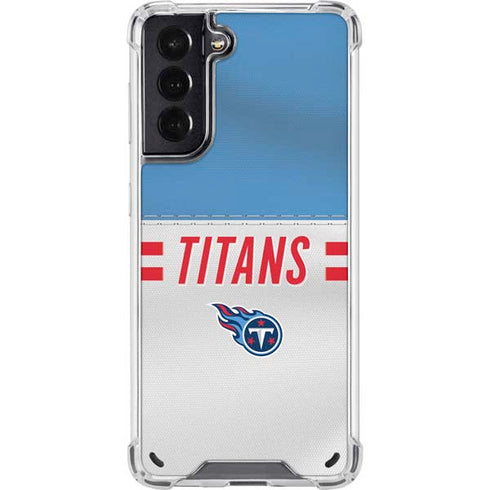 NFL Tennessee Titans White Striped Galaxy S21 5G Clear Case