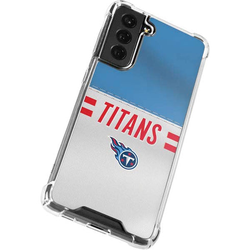 NFL Tennessee Titans White Striped Galaxy S21 FE Clear Case