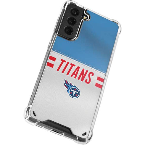 NFL Tennessee Titans White Striped Galaxy S21 Plus 5G Clear Case