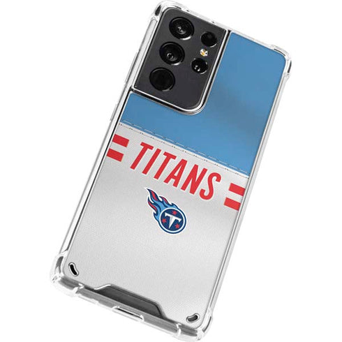 NFL Tennessee Titans White Striped Galaxy S21 Ultra 5G Clear Case