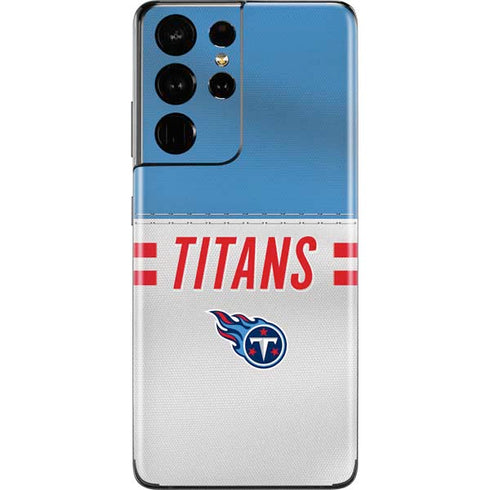 NFL Tennessee Titans White Striped Galaxy S21 Ultra 5G Skin