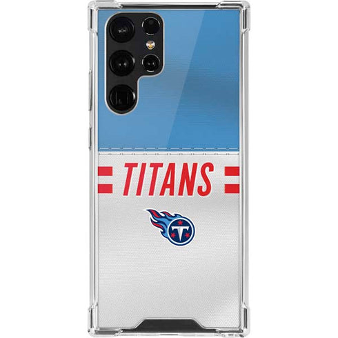 NFL Tennessee Titans White Striped Galaxy S22 Ultra Clear Case