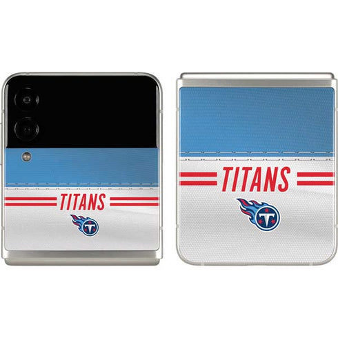 NFL Tennessee Titans White Striped Galaxy Z Flip3 5G Skin